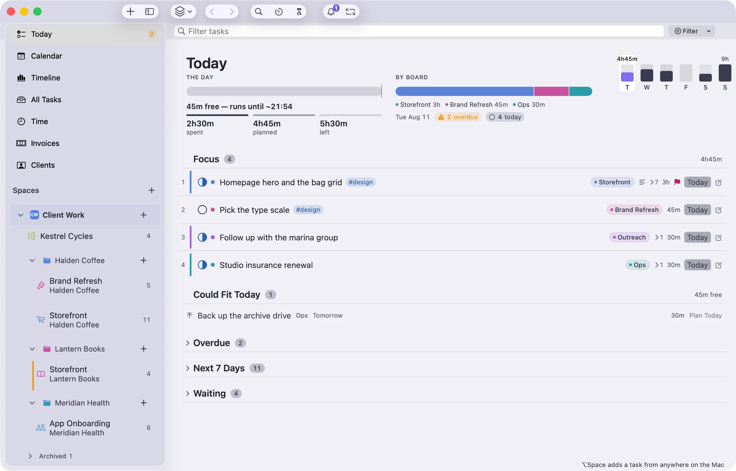 nokko Today view rendered in the light theme