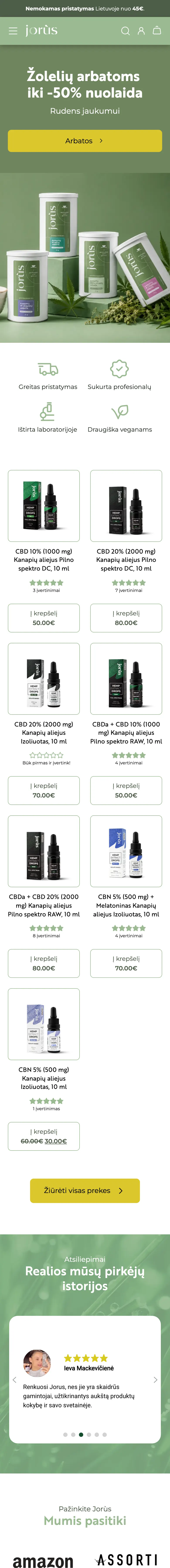 Jorus svetainė telefono ekrane
